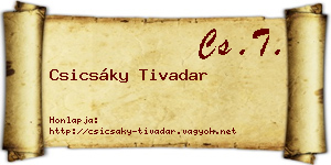 Csicsáky Tivadar névjegykártya